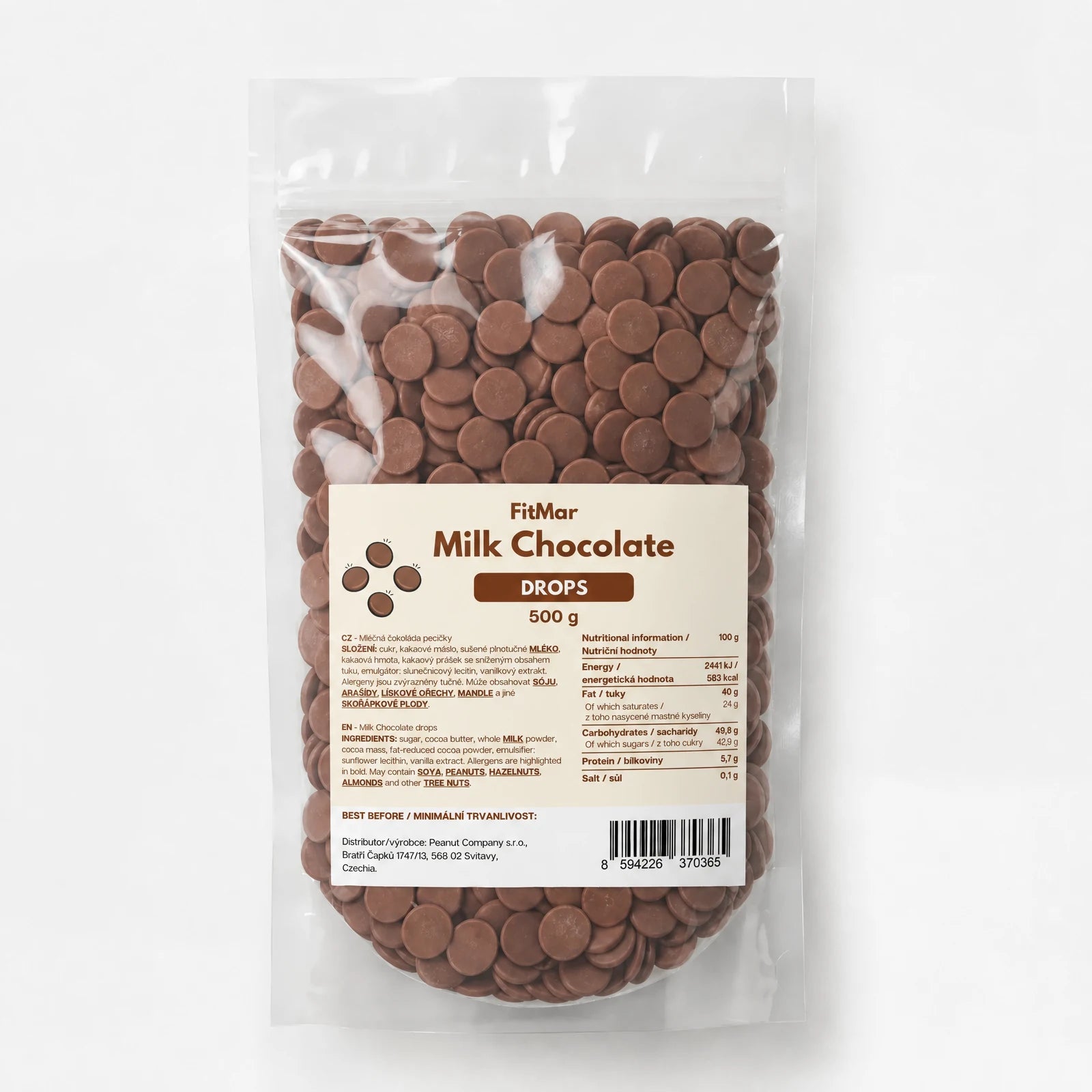 FitMar chocoladedruppels - melkchocolade