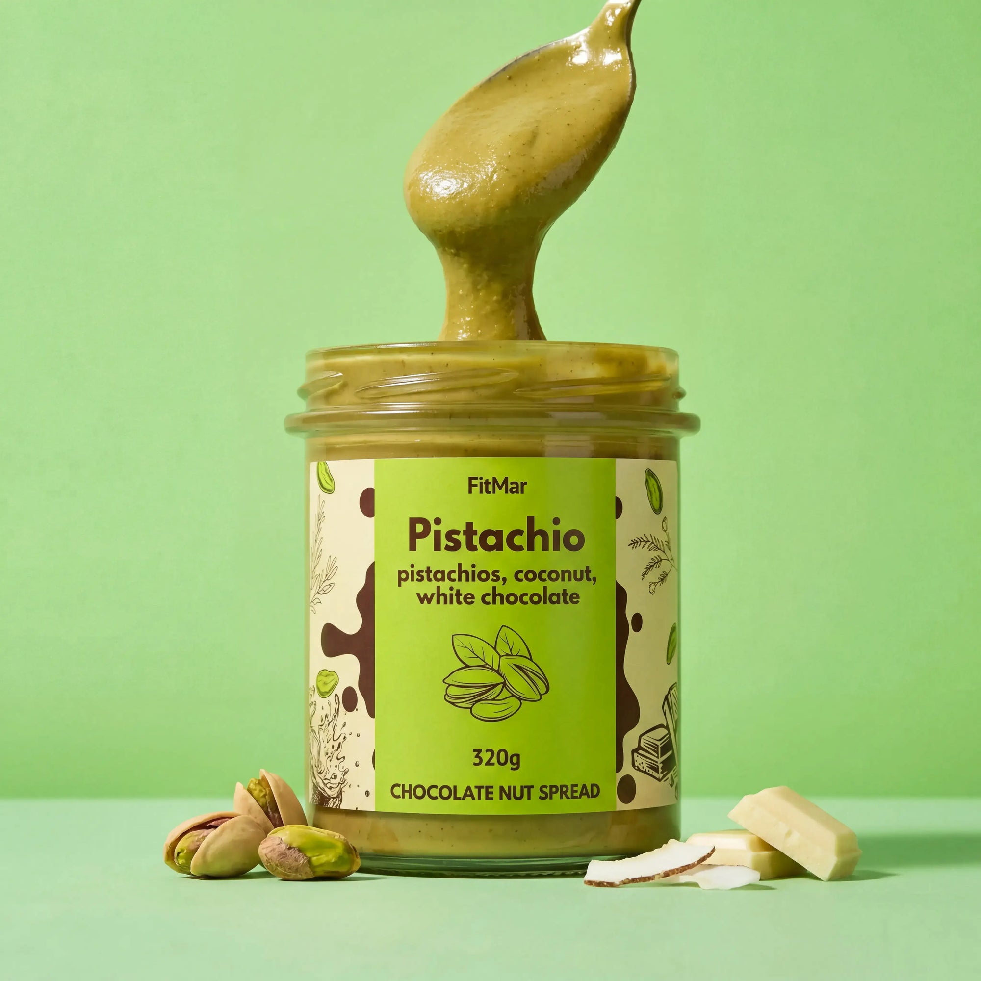 Pistachecrème met kokos en witte chocolade